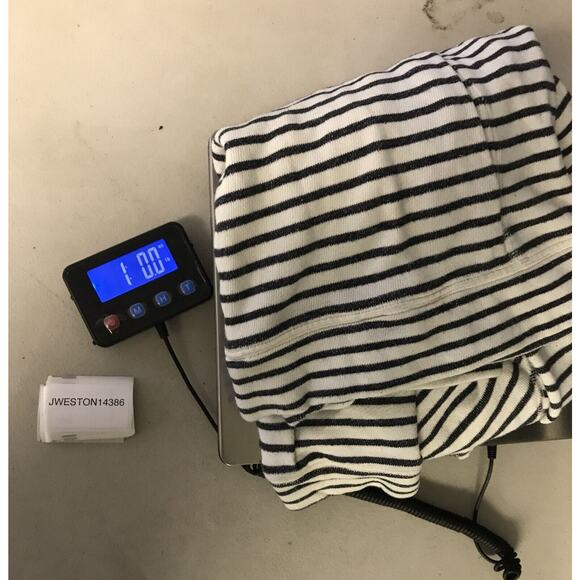 J.Crew Womens M Black White Sweatshirt Drawstring Hoodie Pullover Striped - Picture 9 of 9